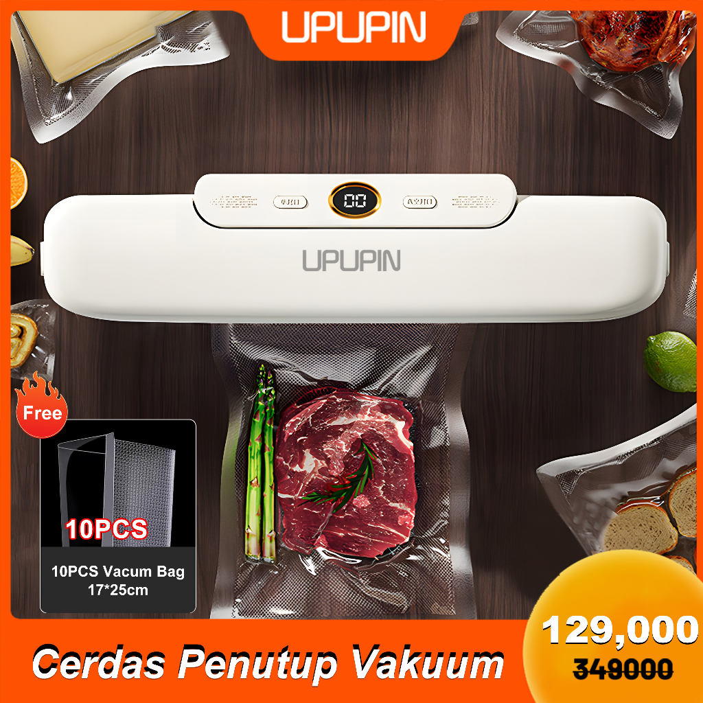 UPUPIN Alat Vacum Makanan Frozen Vacum Sealer Mesin Vacum Makanan Alat Vakum Makanan(Free 10pcs plas