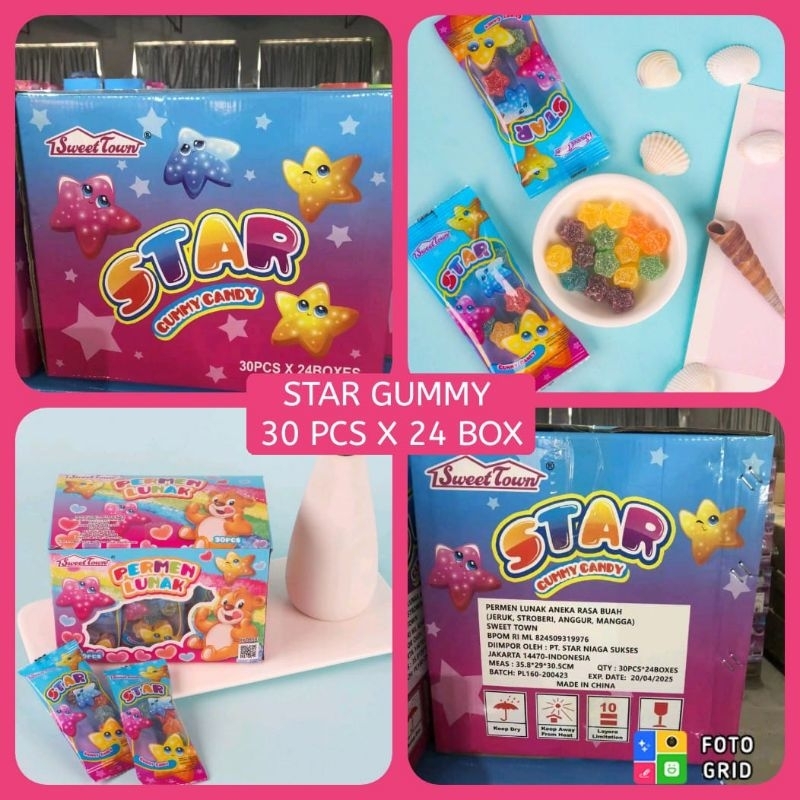 

Permen Cemilan Snack Star Bintang Gula Gummy Yupi Mainan Anak Murah (isi 30 pcs)