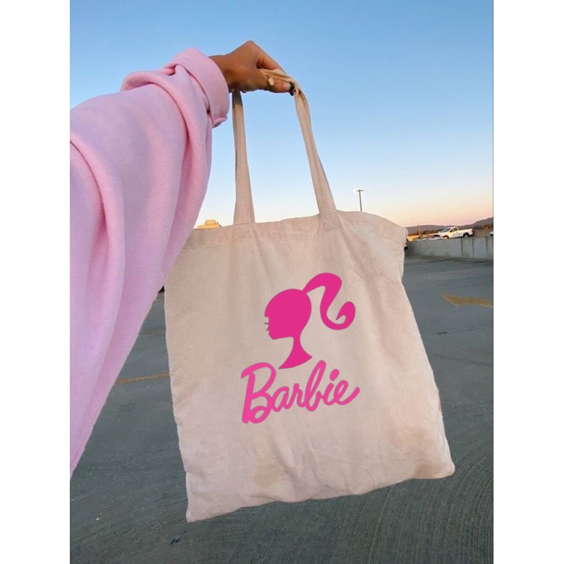 TOTEBAG BARBIE BERGAMBAR / TOTE BAG TAS KAIN KANVAS GOODIE BAG / TAS BELANJA