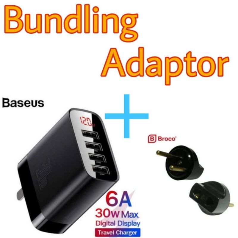 Baseus Mirror Lake Digital Display 4 Port USB Travel Charger Fast Charging 30W