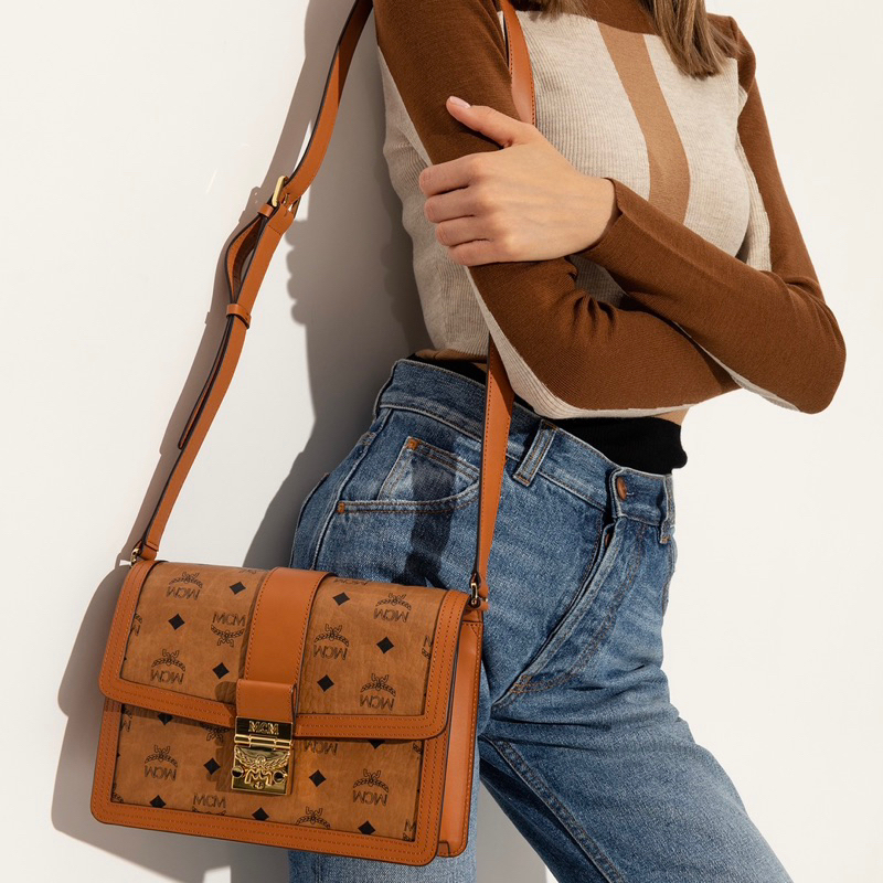 Original MCM Medium Tracy Shoulder / Crossbody Bag in Visetos
