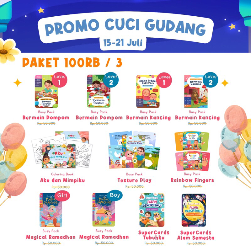 Mainan Edukasi Anak My Bunayya ABC Learning Pack Bermain Pompom Kancing Islamic Sticker Waterbeads R