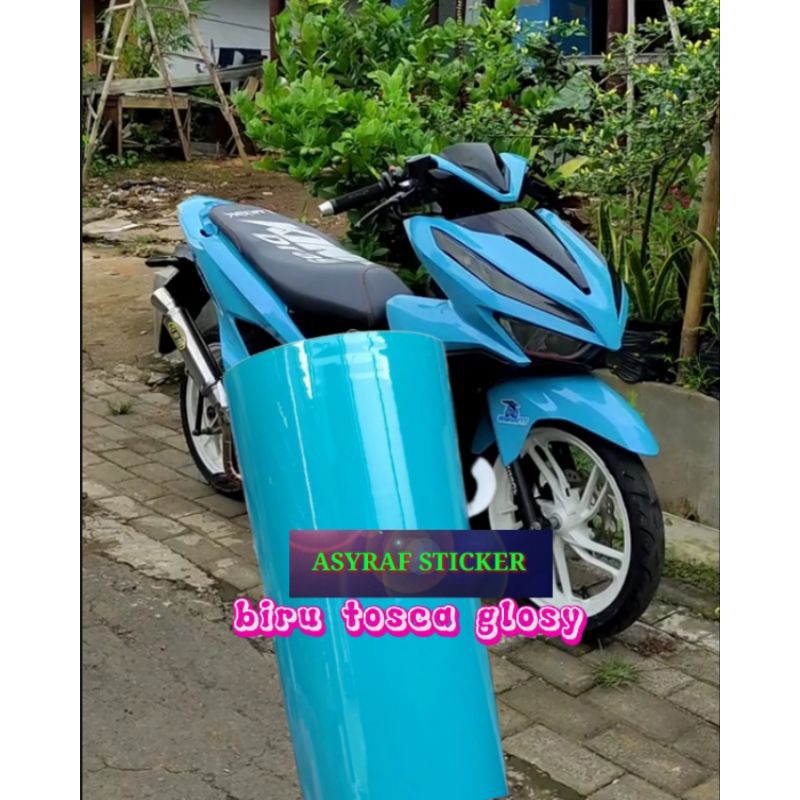SKOTLET STIKER MOTOR WARNA BIRU TOSCA GLOSY STICKER SKOTLITE WARNA BIRU TOSCA GLOSI