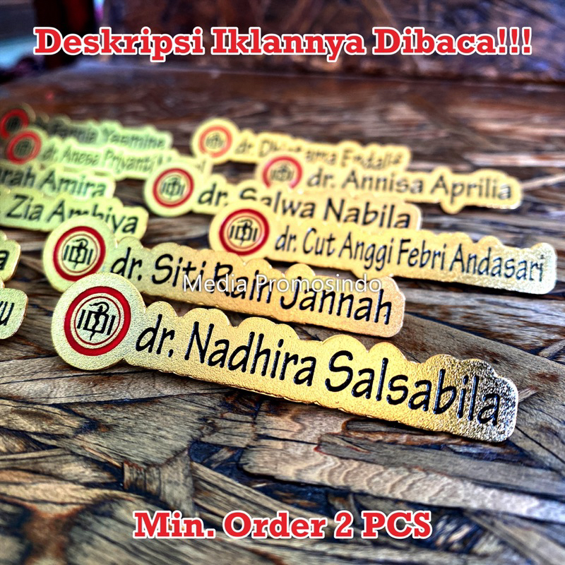 

Nama Dada / Name tag Contur Sepuh Emas/Perak/Perunggu