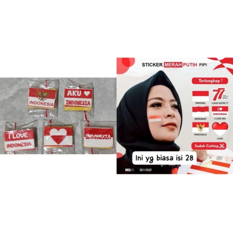 

Stiker pipi merah putih isi 28 motif random ukuran 2x3