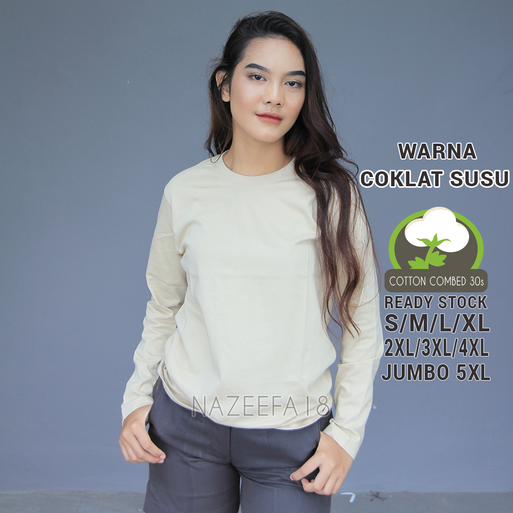 Kaos Polos Panjang Cotton Combed 30s Premium Kaos Polos Bandung Warna Coklat Susu