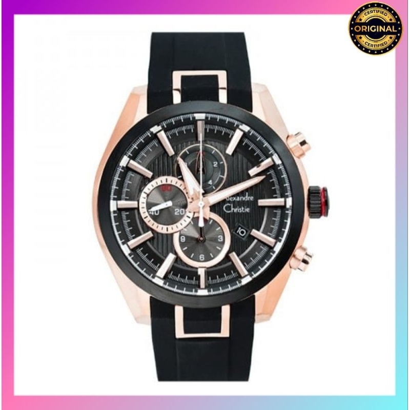 ORIGINAL GARANSI RESMI JAM TANGAN PRIA ALEXANDRE CHRISTIE AC 6582 / AC6582 RUBBER DISKON