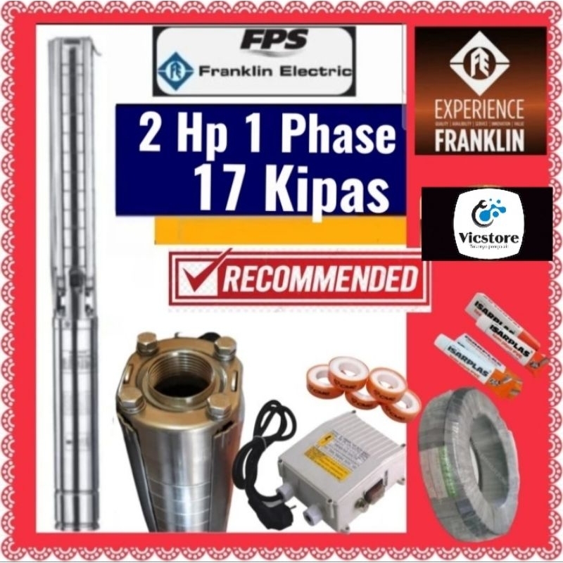 Pompa satelit FRANKLIN 2Hp 1Phase 17 kipas Box Control + Kabel 100m