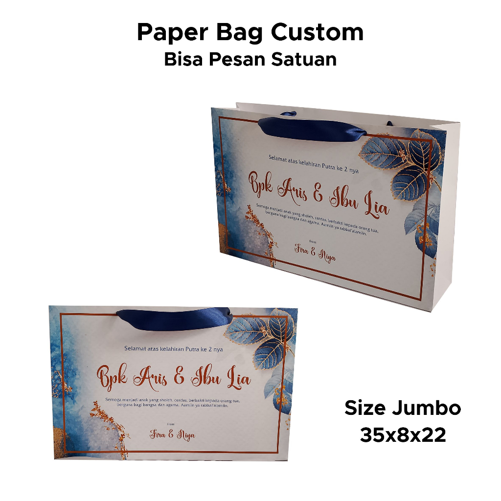 

Paper bag custom foto bisa satuan / Tas Kertas / Tas Souvenir / Paperbag Elegan / Premium / Tas Kado Custom / Tas Bridesmaid / Tas Ulangtahun / Paperbag Jumbo