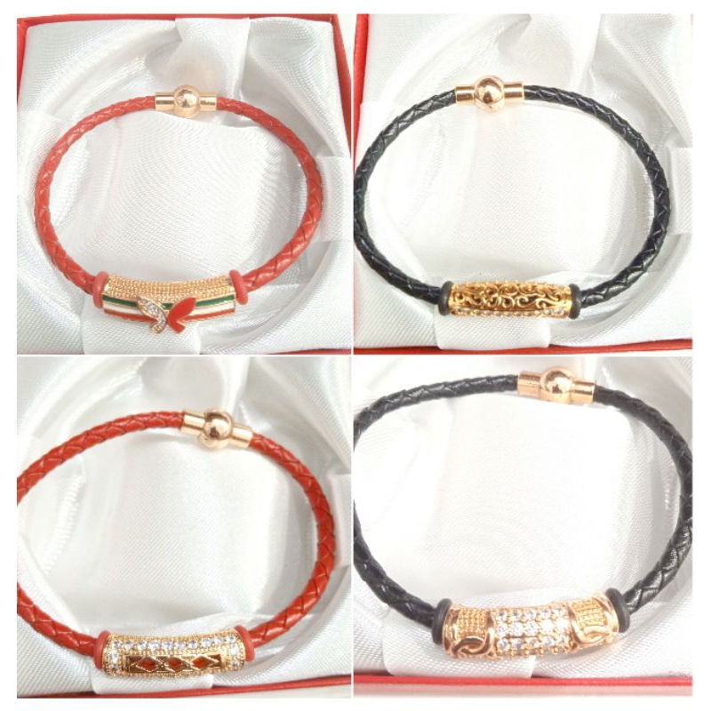 Gelang Tali Kulit Gelang Liontin Xuping Emas Aksesoris Wanita
