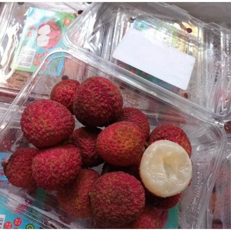 

buah leci merah tanpa biji seedless manis banyak air per pack, leci madu