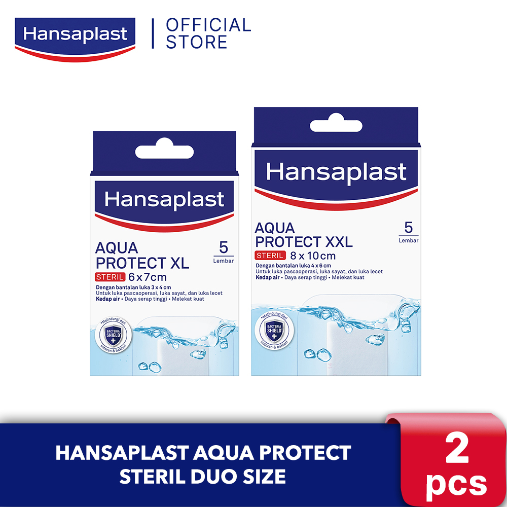 Hansaplast Aqua Protect Steril Duo Size - Plester Luka Besar/Pasca Operasi