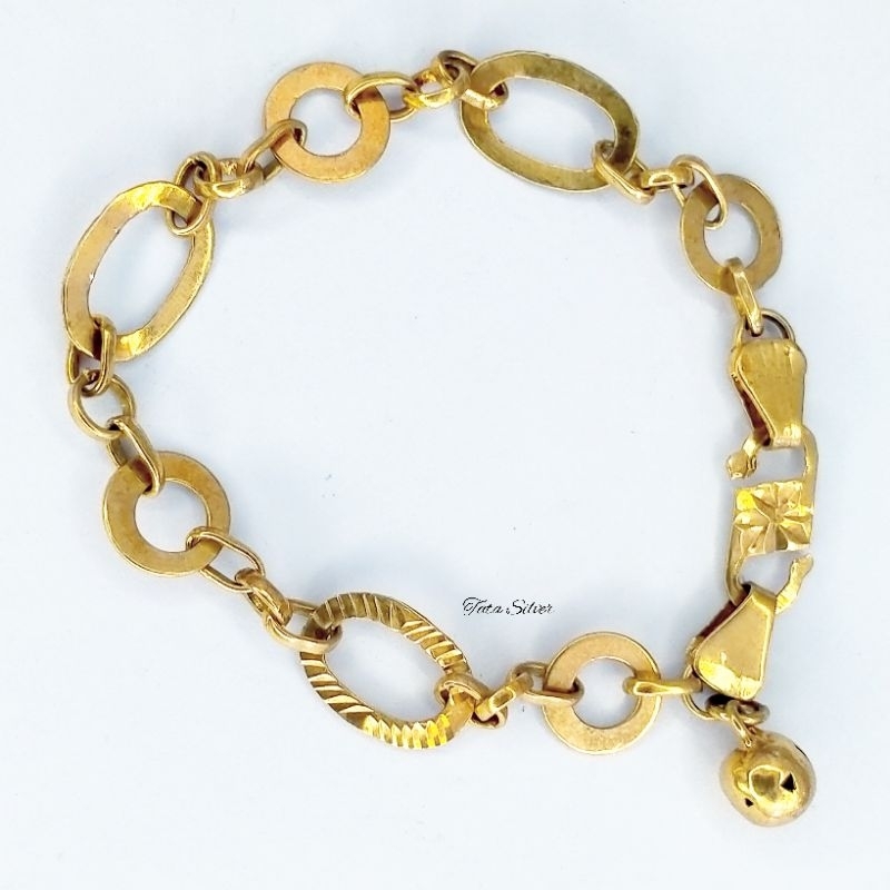 Gelang Rantai Anak Krincing Perak Lapis Emas (925 Sterling Silver Gold Plated) 2123628
