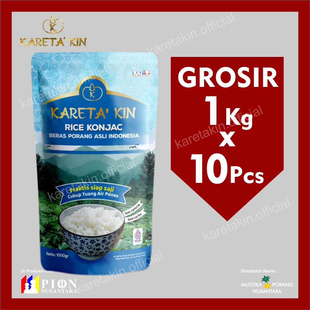 GROSIR Beras Porang KARETAKIN - Shirataki Konjac Rice - 10 x 1 Kg