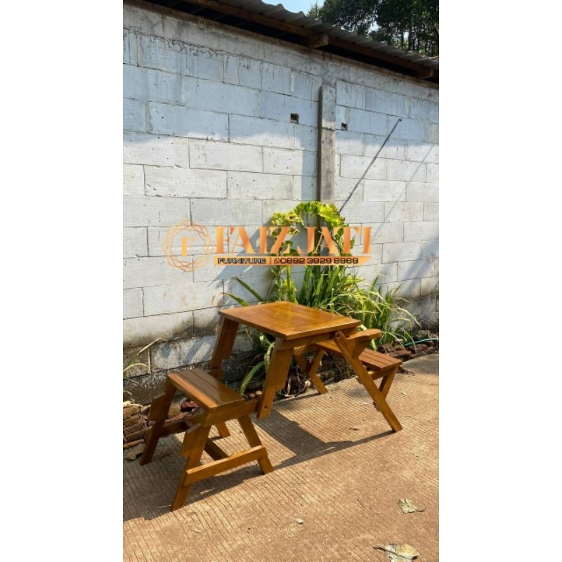 Kursi magic mini / Kursi outdoor Kursi magic bisa di lipat kayu jati solid