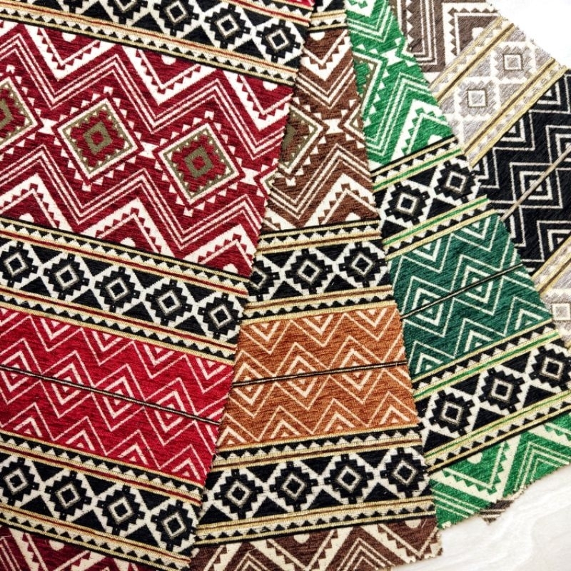 Promo Bahan Kain Chenille Premium Meubel Sofa Lesehan / Jok / Kursi Motif Batik Arab Salur Klasik -