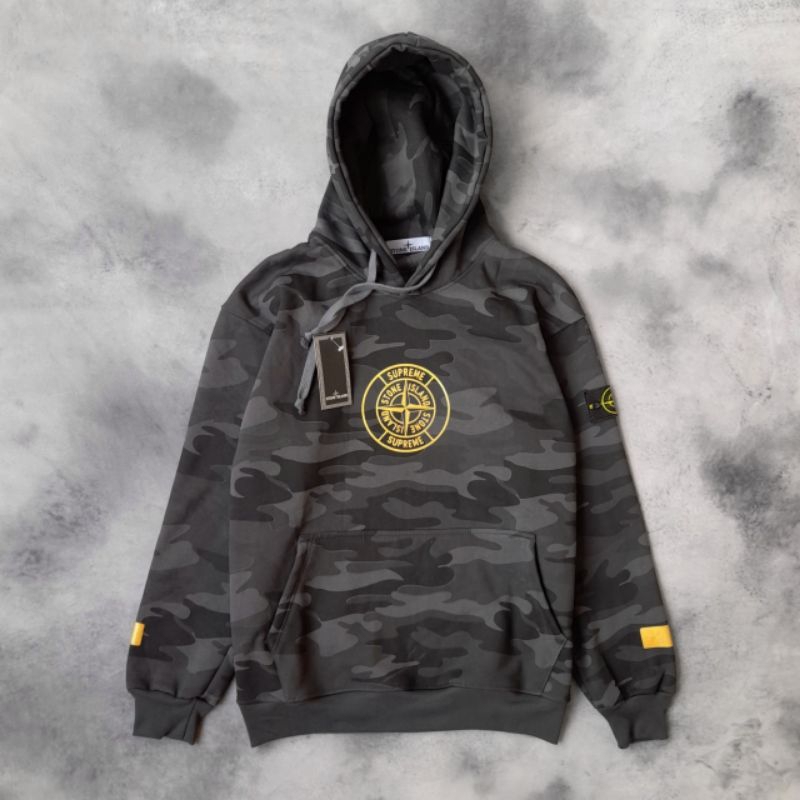 Jaket Sweater Hoodie Casual Stone island X Supreme Camo army Unisex Import Original 100% Premiun Fle