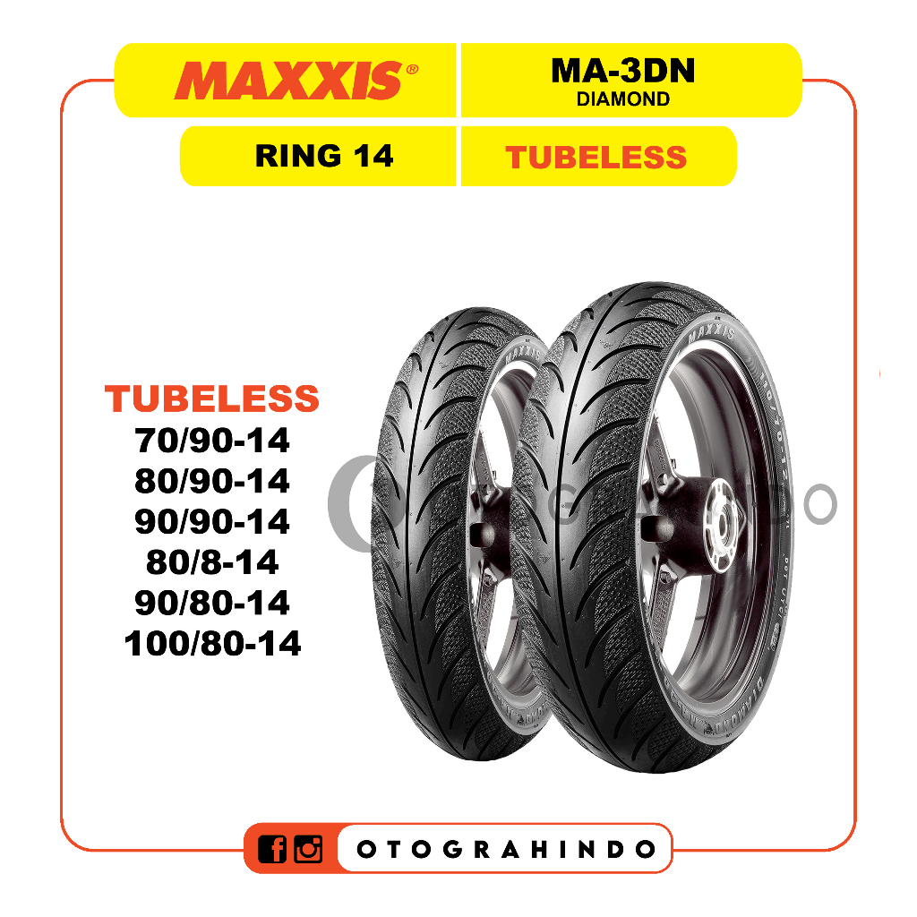 Ban Motor Matic Maxxis DIAMOND MA3DN  Ukuran 70/90 80/80 80/90 90/80 90/90 100/80 RING 14 TUBELESS