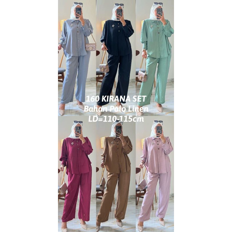 SETELAN CELANA WANITA / SETELAN CELANA POLO LINEN