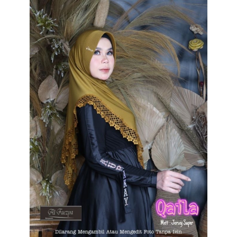 Qaila Jilbab Renda Senada ori Al Faezya
