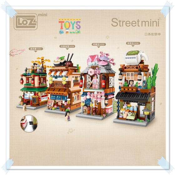 Mainan Bricks LOZ Street Mini - Japan Shopping Street Series 1653-56
