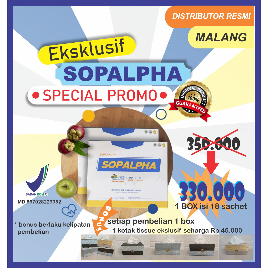 SOPALPHA 1box isi 18 sachet  , Apple Mangosteen Flavor
