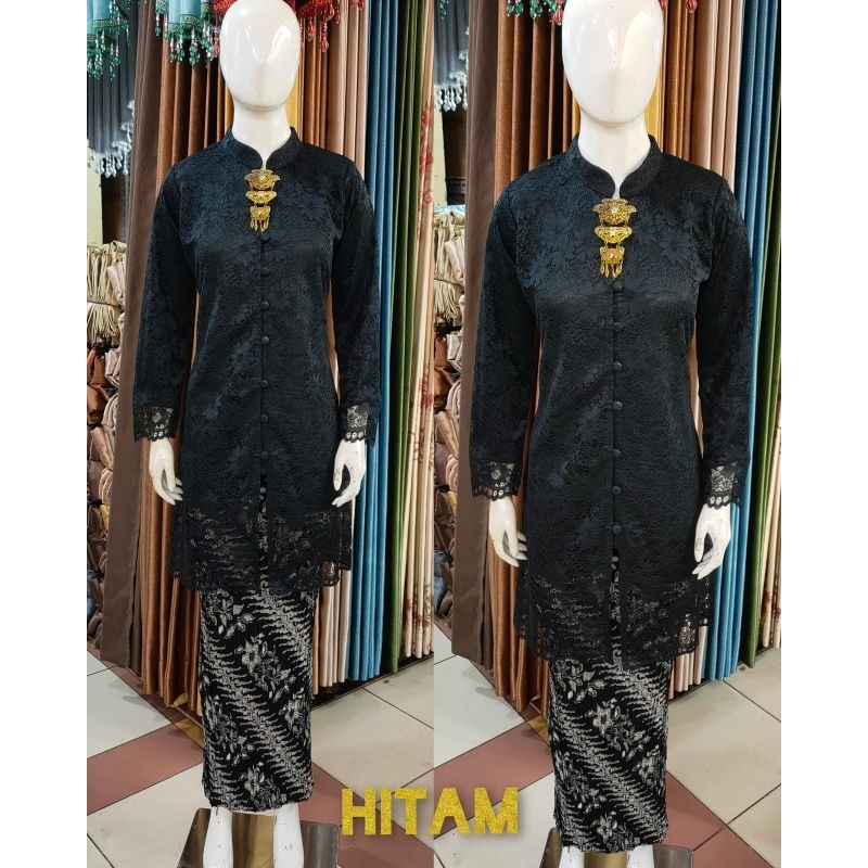 Stelan Kebaya Tunik Brokat Kancing