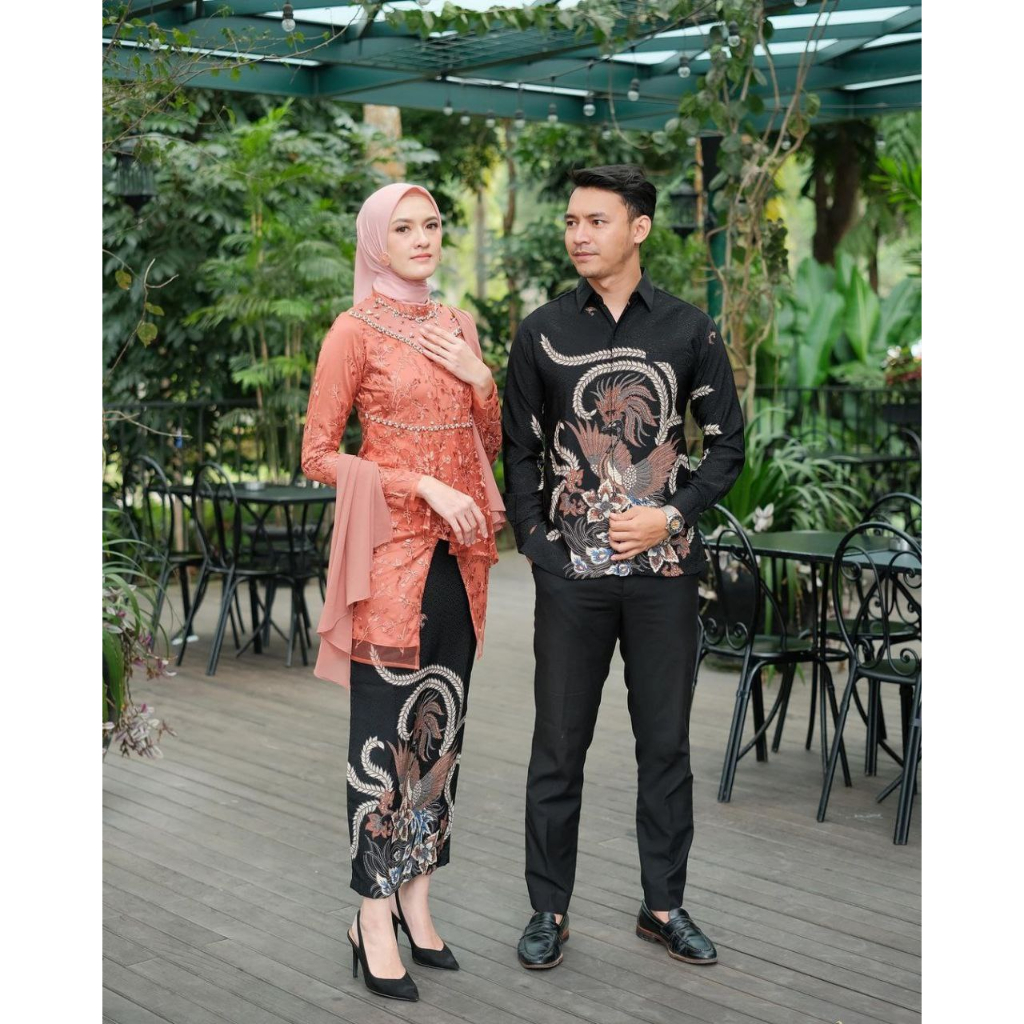 Batik Couple Kebaya Modern Hanna Kebaya Tunangan Lamaran Set Baju Wisuda Batik Brukat Couple kondang