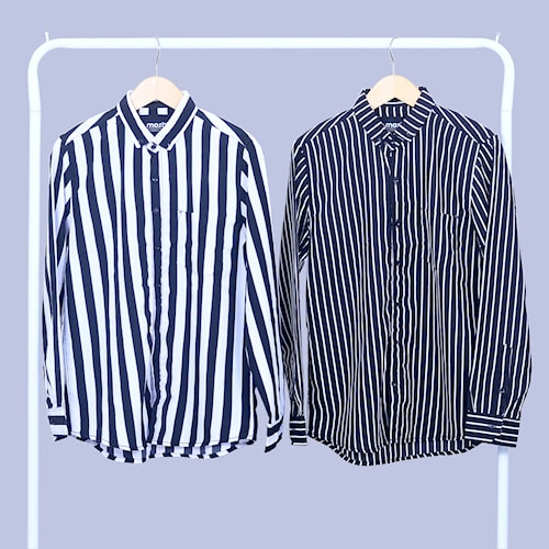 Baju Kemeja Garis Salur Hitam Putih Salur Slimfit pria dan Wanita panjang