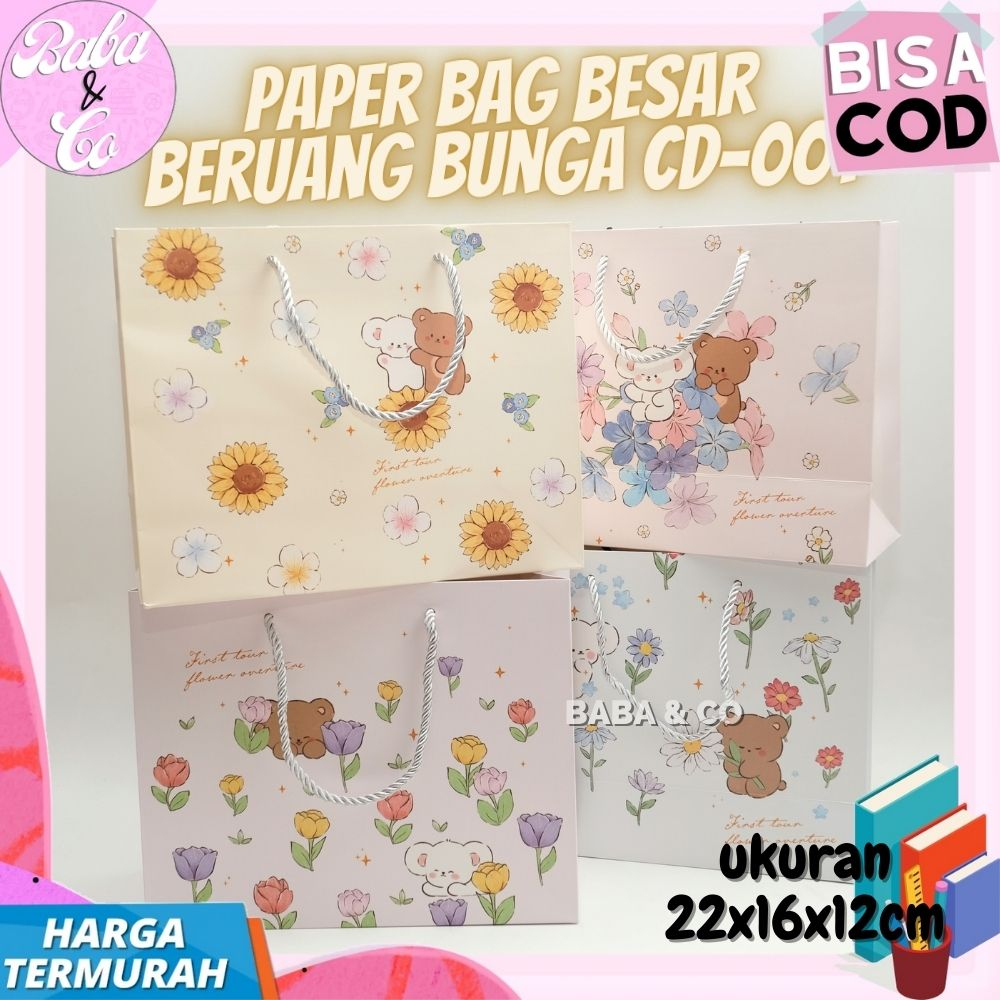 

PAPER BAG BERUANG BUNGA CD-001 KANTONG HADIAH PAPERBAG BERUANG LUCU TAS KADO BERUANG HUNGA UNIK LUCU GOODIE BAG PAPER CD 001