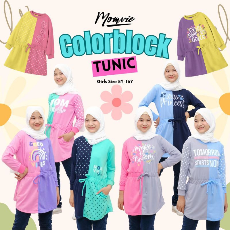 Tunik Anak Perempuan Remaja Tanggung Momvie Colorblock Tunik Babyterry