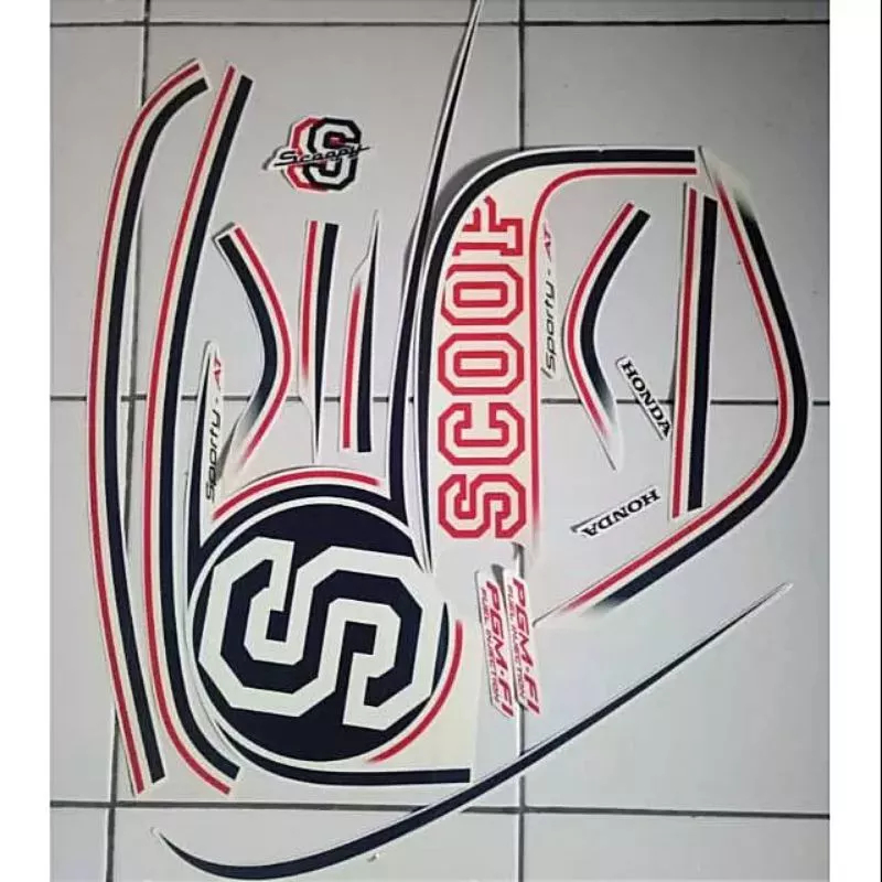stiker striping honda scoopy sporty 2014 cream lis body standar original