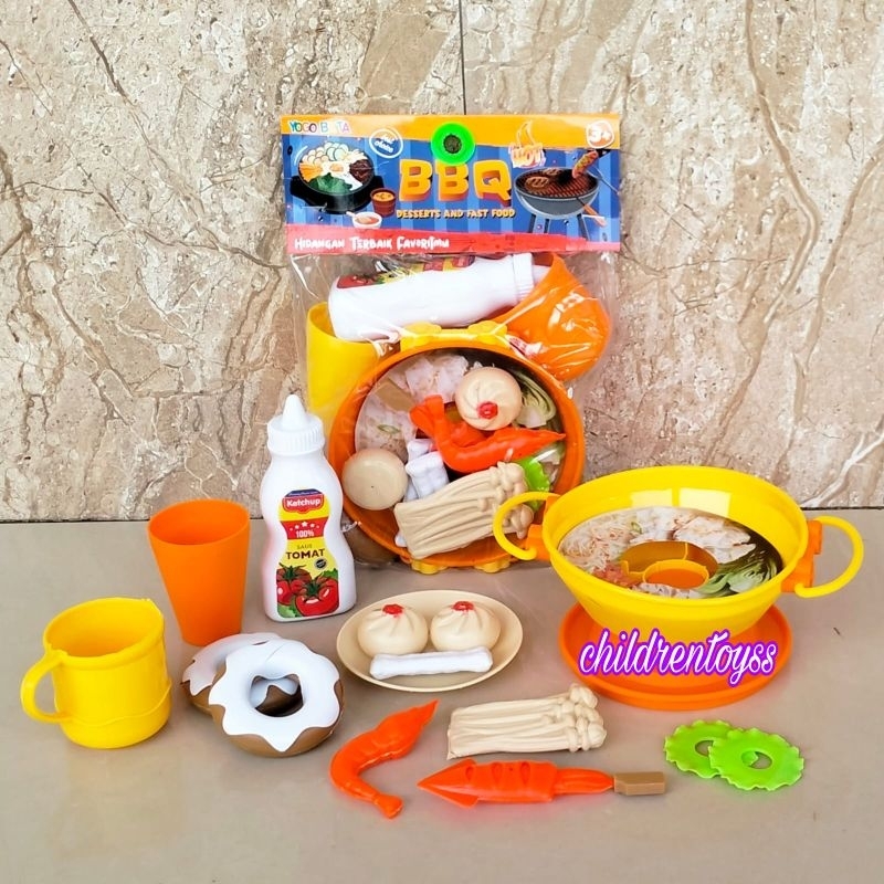 Mainan masak BBQ YK 72 / Mainan dessert and fast food / mainan BBQ