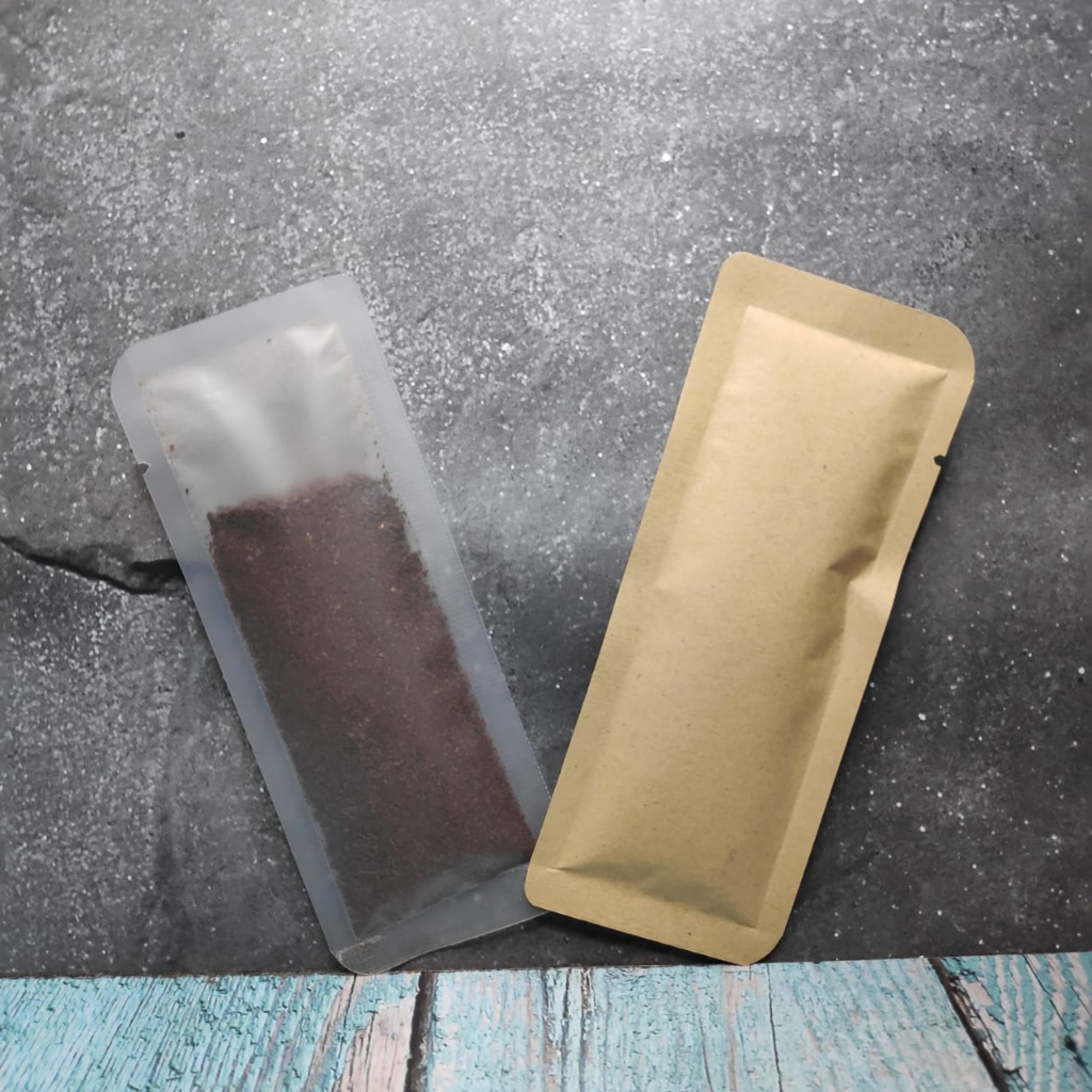 Kemasan Sachet Kecil 10gr Coklat Craft | Sachet Stick 5cm x 12,5cm | Sachet Kopi Tubruk