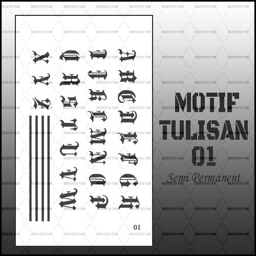 BERTATO-Stiker tato temporer semi permanen tahan lama anti air Kode tulisan-01 / Tato bentuk stiker 