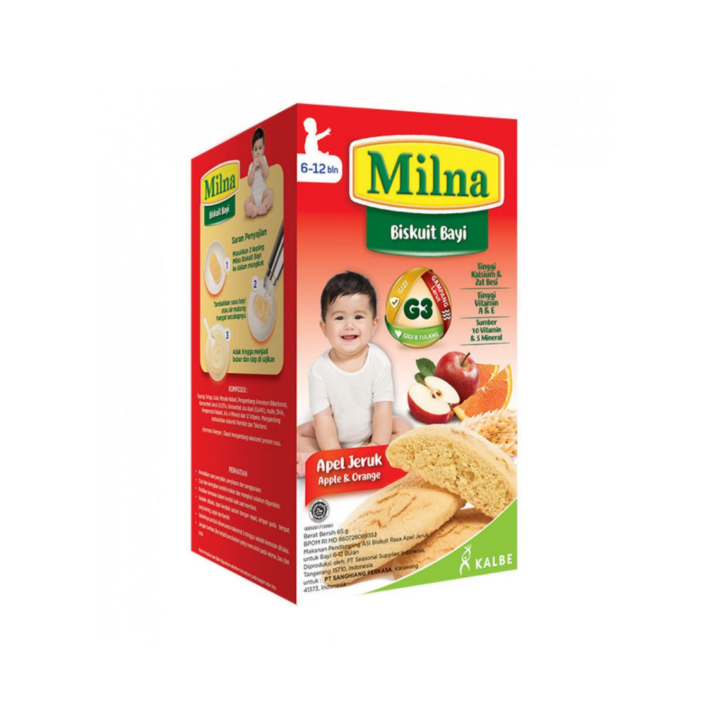 BISKUIT BAYI MILNA Rasa APEL JERUK 65gr