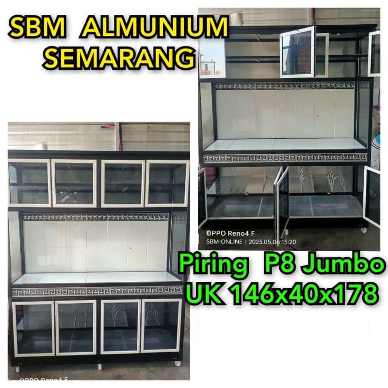 Sbmsemarang - RAK PIRING KACA PINTU8 JUMBO (HANYA SEMARANG)