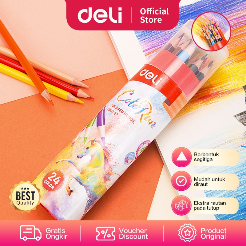 

Deli EC00327 Pensil Warna 24 Warna dengan Bonus Rautan Pensil Baru