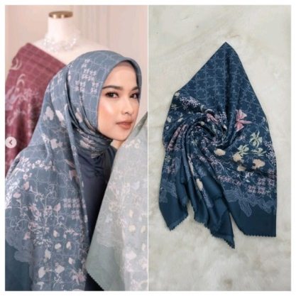 MILLI Umama Jilbab Kerudung Segi Empat Voal Motif Premium Hijab Lasercut Enisa Makassar
