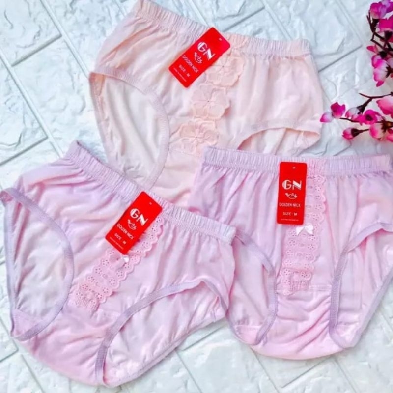 3PCS CELANA DALAM GOLDEN NICK RENDA// CD WANITA  GOLDEN NICK
