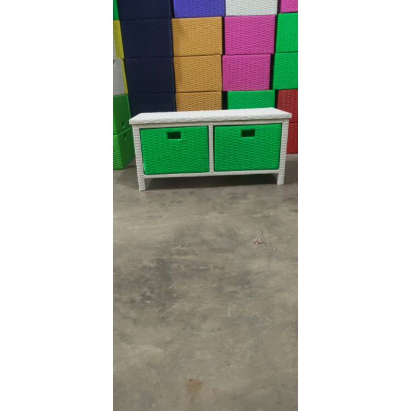 RB (READY STOK) lemari TV Rak laci rotan sintetis 2 laci(bebas pilih warna)