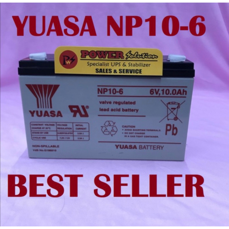 Aki kering mobil motor Mainan anak. Baterai Yuasa NP10-6 6V 10Ah 12Ah