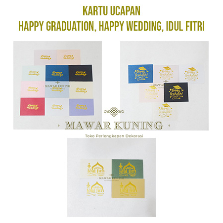 [ KOTAK ] Kartu Ucapan Happy Graduation / Happy Wedding / Idul Fitri / Happy Teacher Day