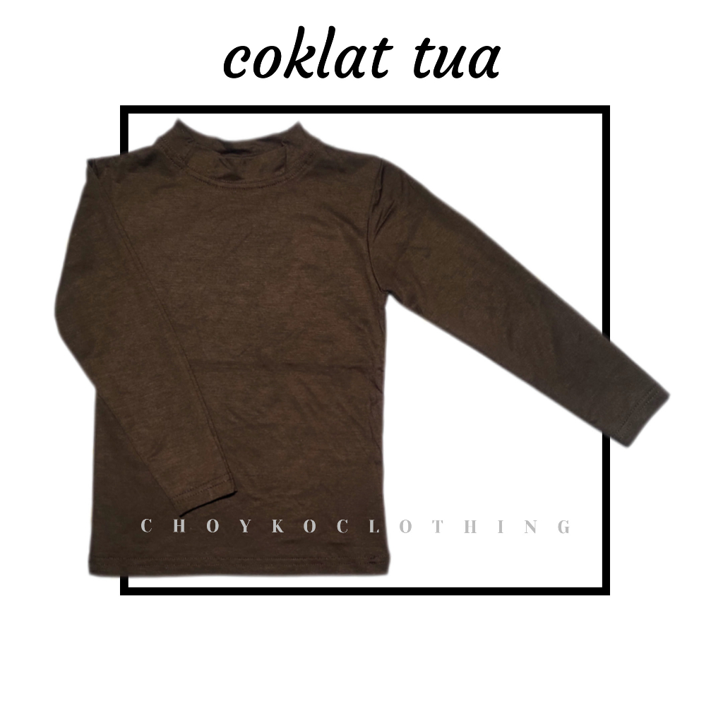 Manset anak lengan panjang 6 bulan-12 tahun kaos polos anak coklat tua