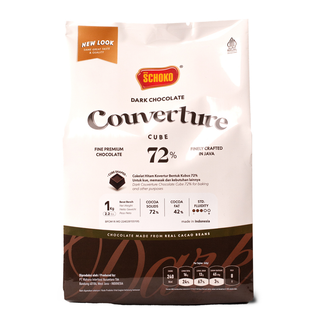 

SCHOKO Dark 72% Couverture Cube - 1 Kg / Coklat Kovertur Bentuk Dadu