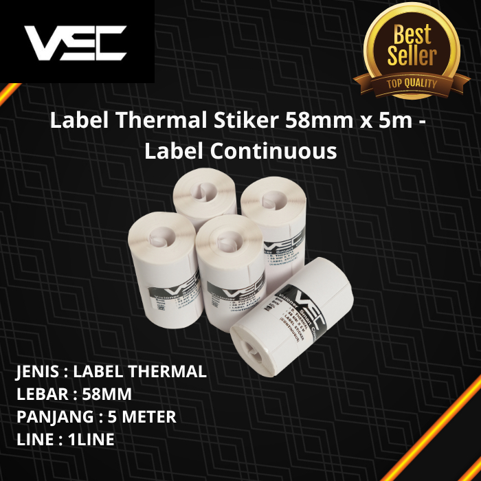 

LABEL THERMAL STICKER 58mmx5m-LABEL CONTINUOUS