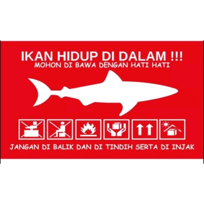 

Kertas Stiker Live Fish 5 x 8 cm / Ikan Hidup / Hewan / Urgent Delivery Fragile