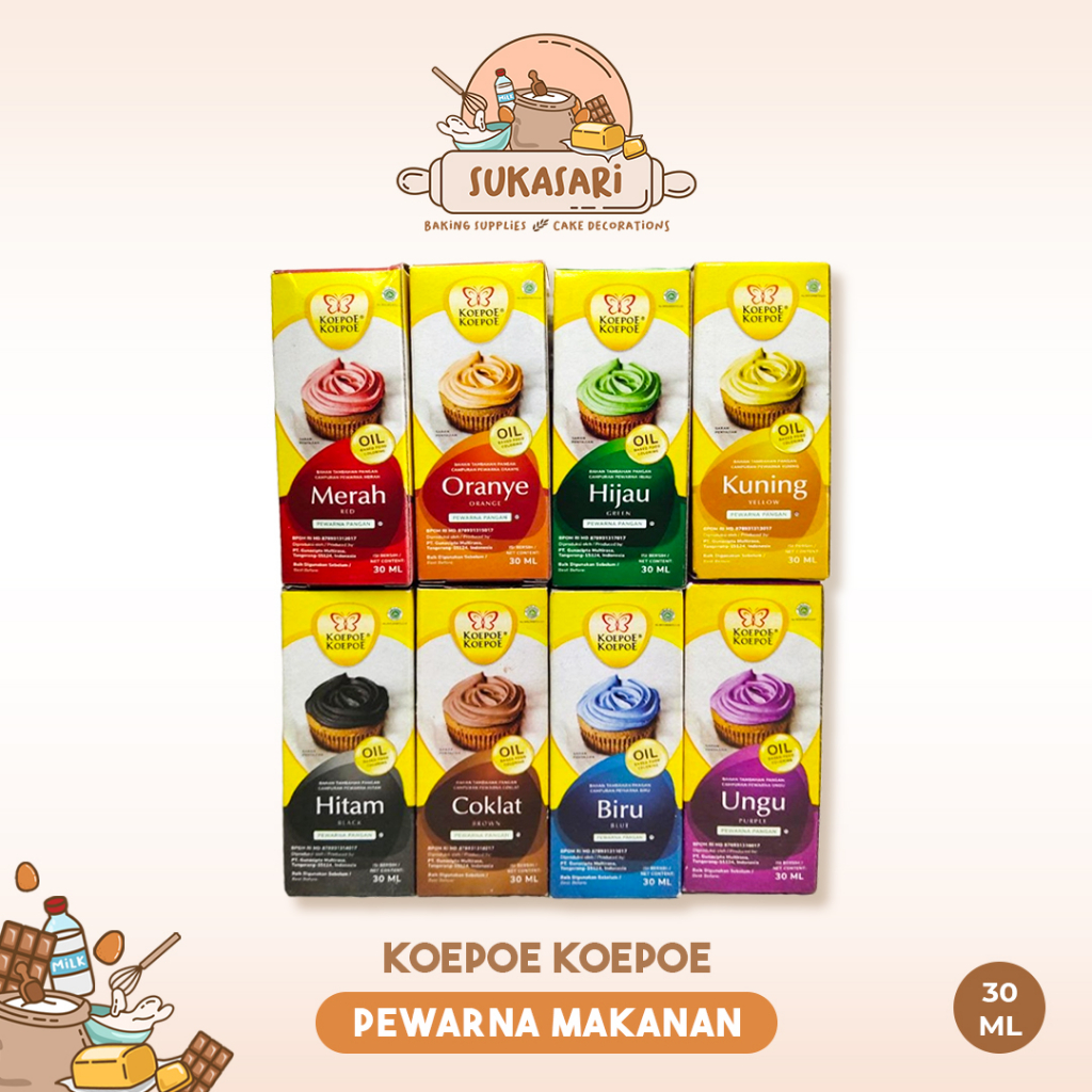 

Sukasari - Pewarna Makanan 30ml / Koepoe koepoe Food Coloring Oil Based / Pewarna Makanan Kupu-Kupu