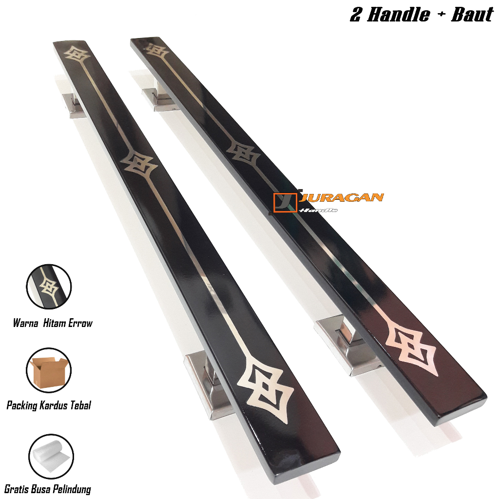 Gagang Pintu Hitam Motif Mewah 60 cm - Handle pintu 2 Daun Minimalis Model Terbaru 2023