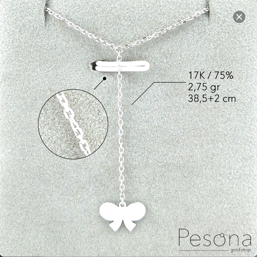 KALUNG KOYEK EMAS PUTIH MODEL PITA 38,5+2 cm | 17K | 2,75 gram